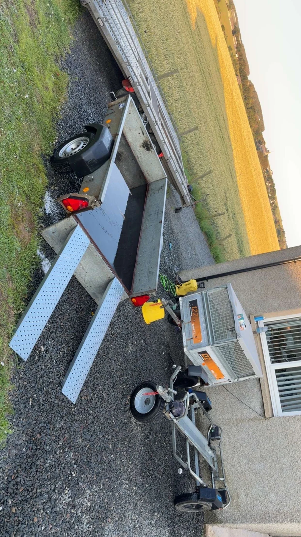 Flatbed trailer with loading ramps for hire near Peterhead and Fraserburgh